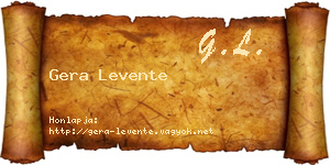 Gera Levente névjegykártya